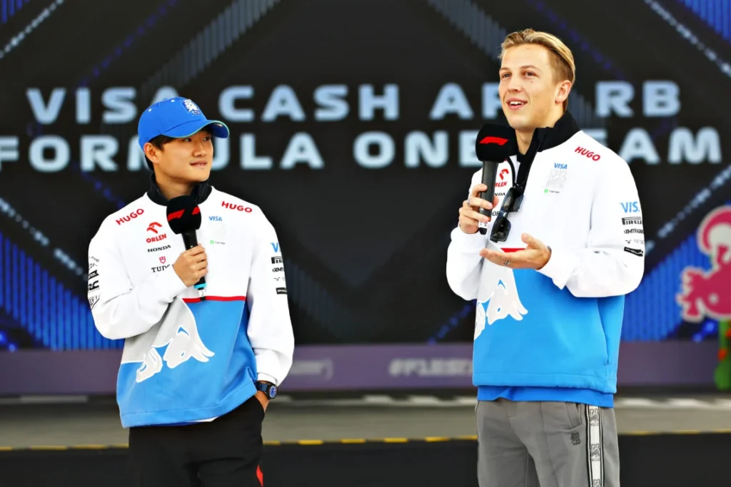 Liam Lawson and Yuki Tsunoda on the main stage